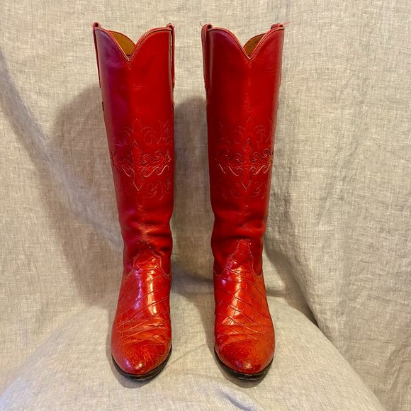 Lucchese Shoes - Lucchese Knee-high Red Boot Size 6